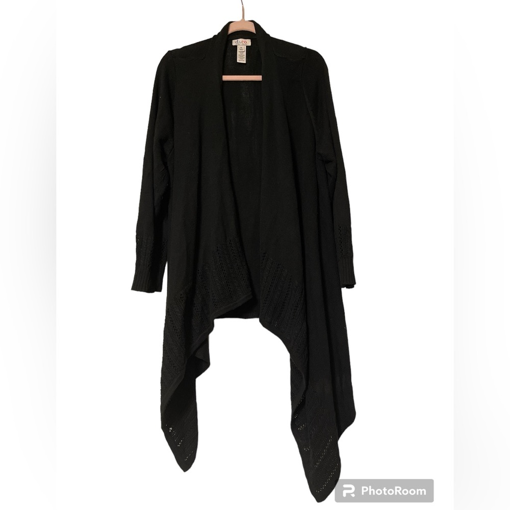 Black Hi/Low Knit Cardigan Sweater